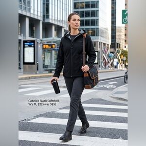 Cabela's Women's M Black Hooded Softshell Jacket | Water-Resistant Commuter